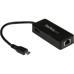 Startech USB-C Gigabit-Netzwerkadapter Schwarz mit extra USB-Anschluss