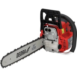 DEDRA DED8718 Tronçonneuse à gaz 45cm et 2.4KW pour les travaux forestiers lourds, rouge