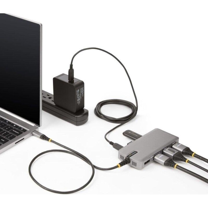 StarTech USB-C multiport adapter for 3 4K Monitors 100W triple HDMI DP output