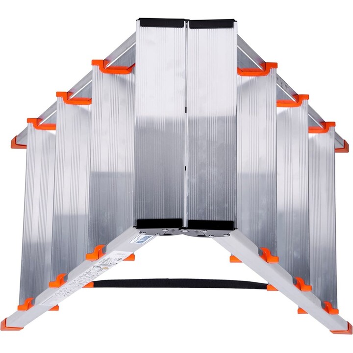Escalera de tijera Krause Dopplo 2x3 peldaños, aluminio plateado con tapas naranjas