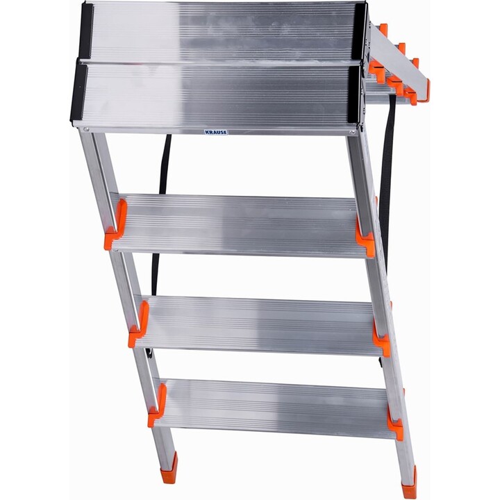 Escalera de tijera Krause Dopplo 2x3 peldaños, aluminio plateado con tapas naranjas