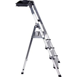 Krause Secury Aluminum Safety Step Ladder with 4 Steps and Integrated Tool Tray System