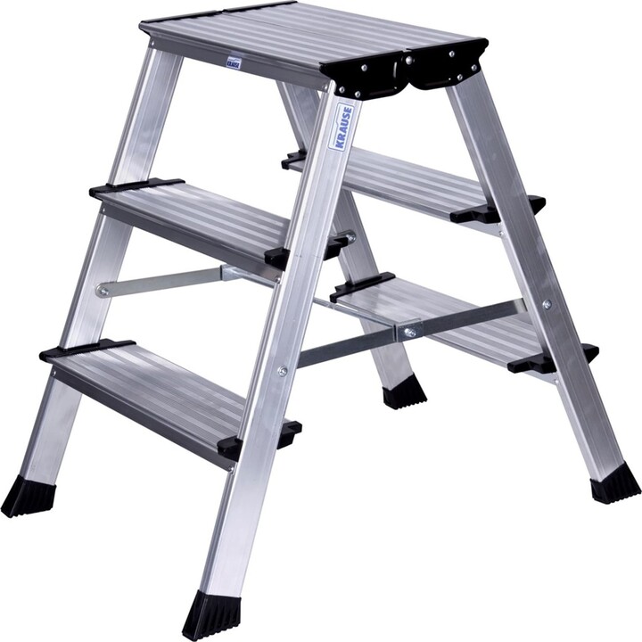 Krause Monto Treppo Double-Sided Aluminum Step Ladder for Professional Industrial Use