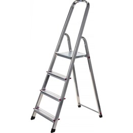 Escalera doméstica de aluminio Krause Corda con 4 peldaños y sistema de seguridad profesional