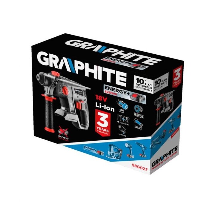 Martelli perforatori GRAPHITE 58G027 SDS Plus Energy+ 18V 1420 RPM