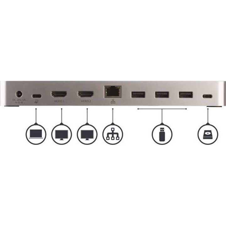 Station d'accueil USB-C Startech avec MST pour deux moniteurs et 5 ports USB 3.0