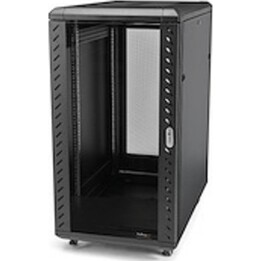 Startech RK2536BKF 25U Black Rack Cabinet with Wheels and Glass Door