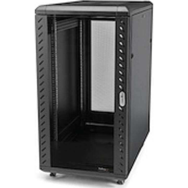 Startech RK2536BKF Armadio rack nero 25U con ruote e porta in vetro