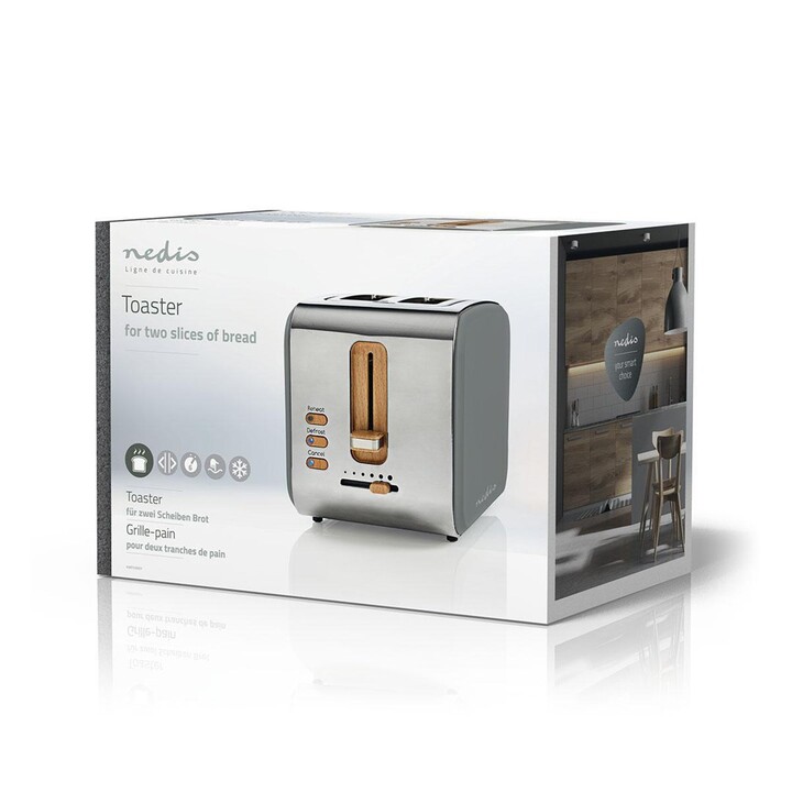 Nedis KABT510EGY tostadora 6 2 rebanada(s) 900 W Gris