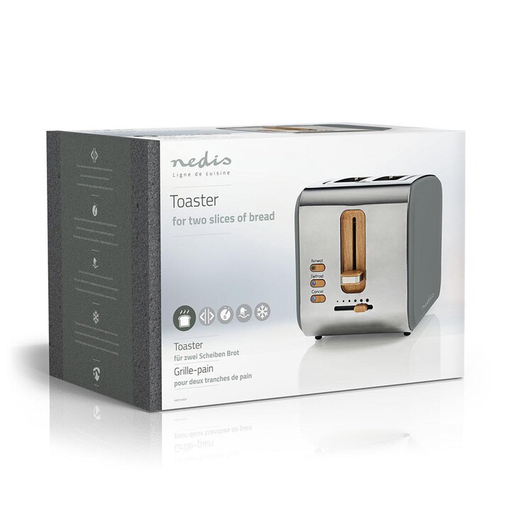 Torradeira Nedis KABT510EGY, 6 polegadas, 2 fatias, 900 W, cinza