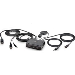 Startech KVM Switch USB-C/USB-A DisplayPort 4K 60Hz 2 portas Cabos integrados