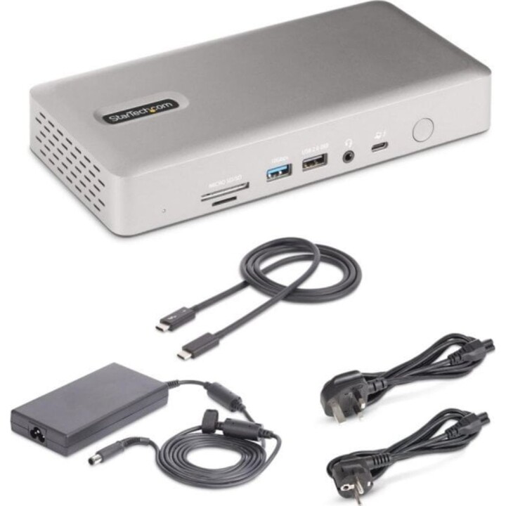 Startech Thunderbolt 4 Docking Station with 7 USB ports, 2 HDMI ports, 2 DP ports, 2.5GbE PD, and 98W power delivery (Gray)