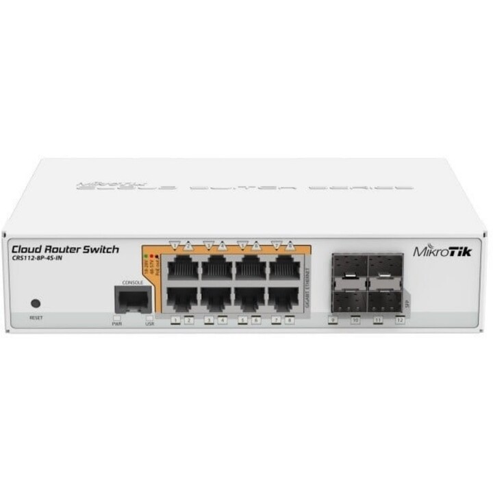 MikroTik CRS112-8P-4S-IN Cloud Router Switch 8-Port Gigabit PoE+ SFP Desktop Gehäuse
