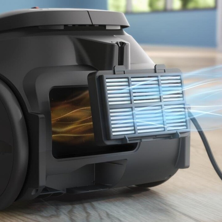 Philips Serie 2000 XD1142/10 Aspirapolvere con sacco da 750W con filtro HEPA, 3L, nero/blu