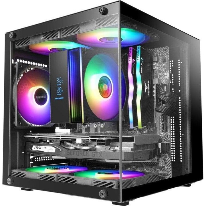 Mars Gaming Mc-cube PC Tower Microatx PC Case Cube Format Tempered Glass Argb Black