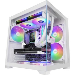 Mars Gaming Mc-view3 PC Tower Microatx Case Panoramic Tempered Glass 3x 120mm ARGB Fans White