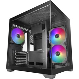 Mars Gaming Mc-view3 PC Tower Microatx Case Panoramic Tempered Glass 3x 120mm ARGB Fans Black
