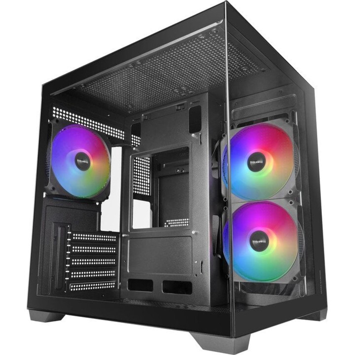 Torre PC Mars Gaming Mc-view3 Caja Microatx Cristal Templado Panorámico 3x Ventiladores Argb 120mm Negro