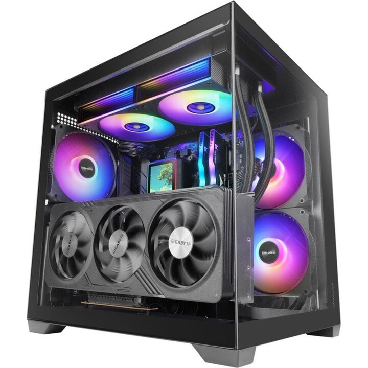 Torre PC Mars Gaming Mc-view3 Caja Microatx Cristal Templado Panorámico 3x Ventiladores Argb 120mm Negro