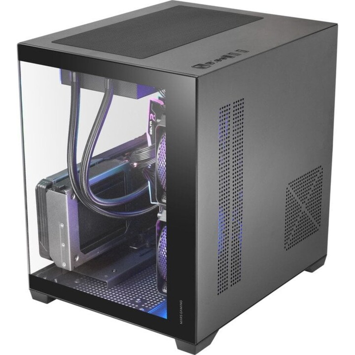 Torre PC Mars Gaming Mc-view3 Caja Microatx Cristal Templado Panorámico 3x Ventiladores Argb 120mm Negro