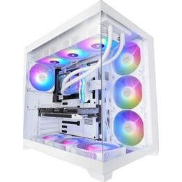 Mars Gaming Mcv5 PC Tower, caixa ATX para PC, vidro temperado panorâmico, 4 ventoinhas ARGB de 120 mm Branco