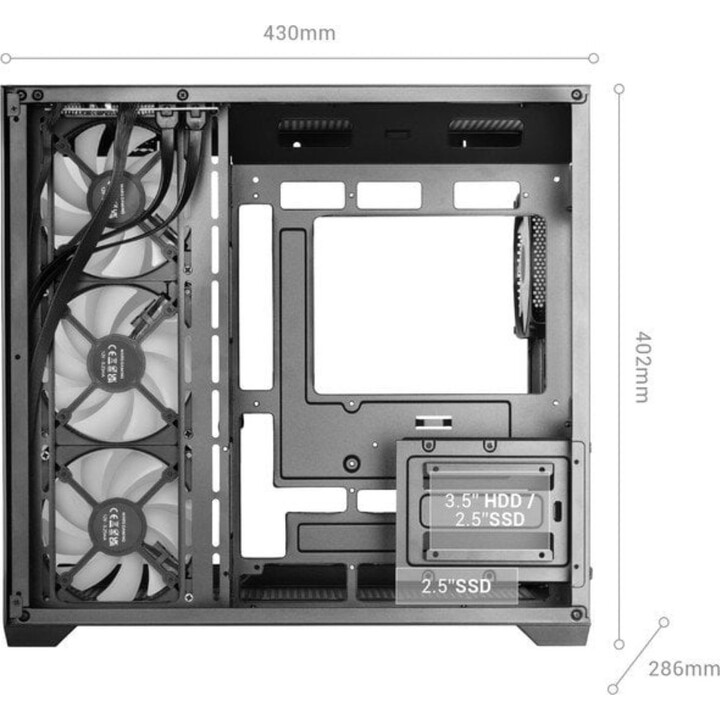 Torre PC Mars Gaming Mcv5, Caja Pc Atx, Cristal Templado Panorámico, 4x Ventiladores Argb 120mm Negro