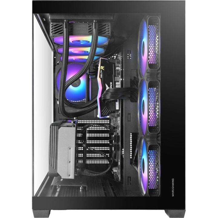 Torre PC Mars Gaming Mcv5, Caja Pc Atx, Cristal Templado Panorámico, 4x Ventiladores Argb 120mm Negro