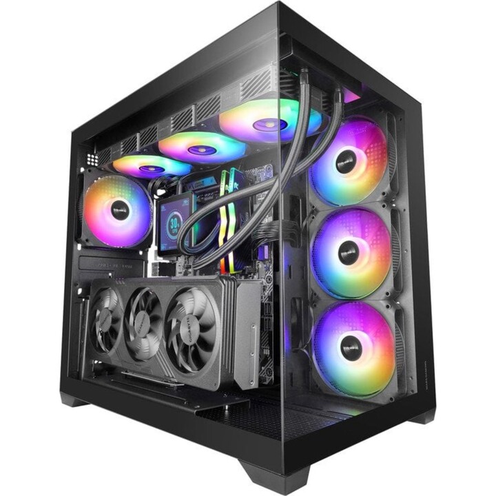 Torre PC Mars Gaming Mcv5, Caja Pc Atx, Cristal Templado Panorámico, 4x Ventiladores Argb 120mm Negro