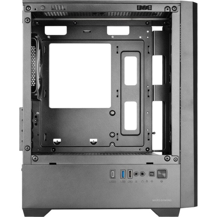 Mars Gaming Mc-vector PC Tower, Boîtier Gaming Micro-ATX et Mini-ITX, 4 ventilateurs 120mm, Verre trempé, Noir