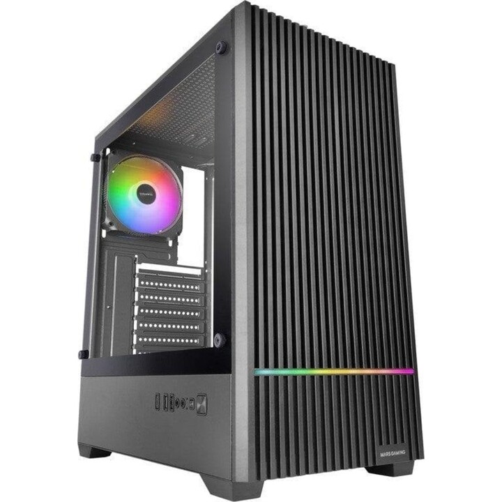 Mars Gaming PC Tower Mc-quantum Pc Gaming Atx Case Vidro temperado com malha frontal 4x ventoinhas de 120 mm Preto