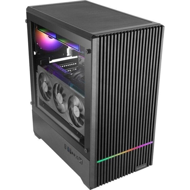 Mars Gaming PC Tower Mc-quantum Pc Gaming Atx Case Front Mesh Tempered Glass 4x 120mm Fans Black