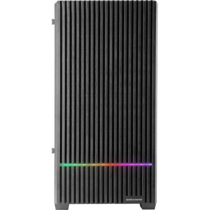 Mars Gaming PC Tower Mc-quantum Pc Gaming Atx Case Front Mesh Tempered Glass 4x 120mm Fans Black