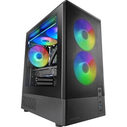 Mars Gaming Mc-onyx PC Tower, Microatx Gaming Gehäuse, Metallgitter, 3x ARGB Lüfter, Doppelkammer, Schwarz