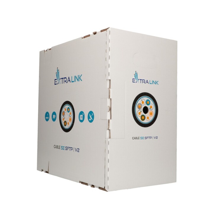 Cable Ethernet Extralink Cat5e Sftp (sf/utp) V2 Exterior, 305m