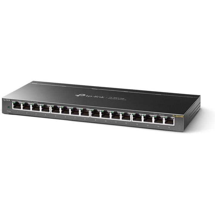 TP-Link TL-SG116E Switch de rede de 16 portas Gigabit Easy Smart para secretária e montagem em bastidor