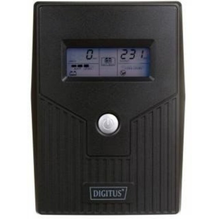 DIGITUS Line-Interactive LCD Basic UPS 800VA 480W Tower com 2 tomadas Schuko e proteção AVR
