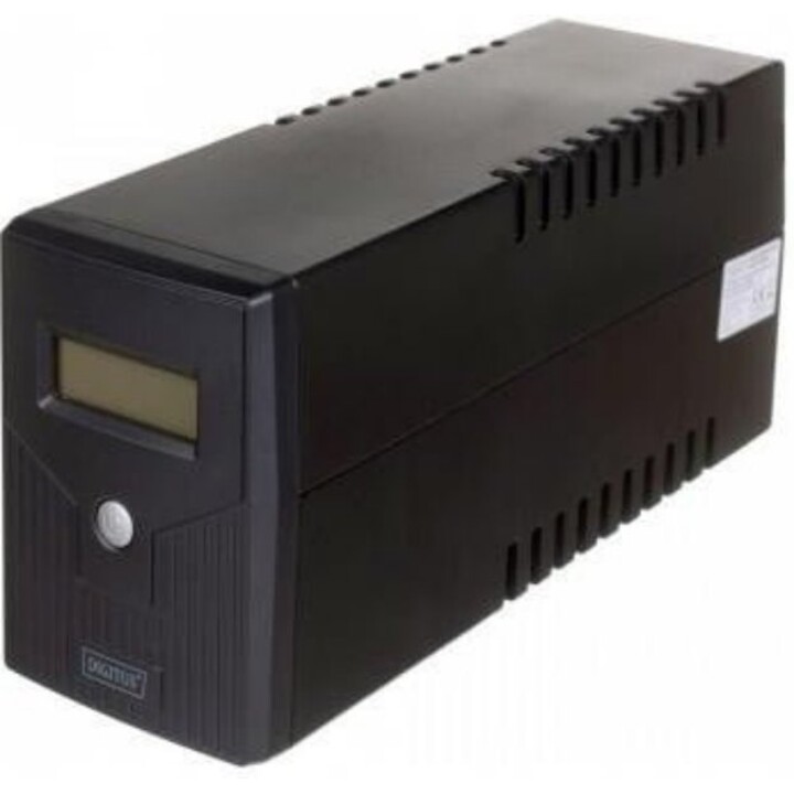 DIGITUS Line-Interactive LCD Basic UPS 800VA 480W Tower avec 2 prises Schuko et protection AVR