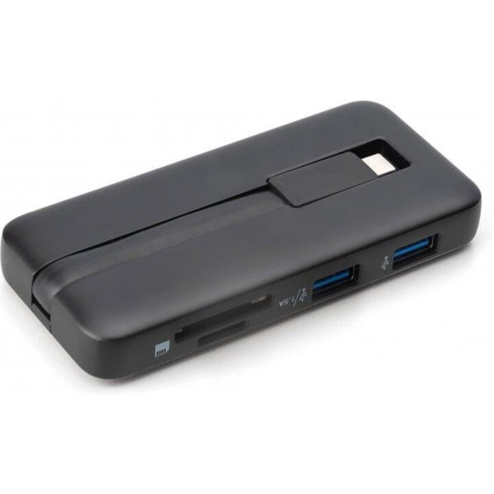 DIGITUS USB-C Travel Docking Station de 7 puertos 4K/60Hz con 100W Power Delivery y Gigabit Ethernet.