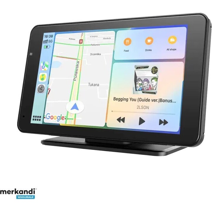 Estação multimédia Kruger&Matz KM2020 de 7 polegadas com Android Auto, Apple CarPlay e câmara de marcha-atrás