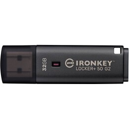 Unidade Flash USB 3.2 Gen 1 Kingston IronKey Locker+ 50 G2 de 32 GB com encriptação AES e modo XTS