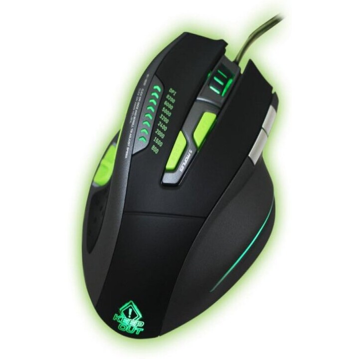 Mouse da gioco laser Keep Out X9PRO da 8200 DPI con 9 pulsanti programmabili e pesi personalizzabili