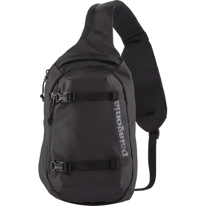 Patagonia Atom Sling 8L nero, zaino ergonomico con cinghia singola e finitura idrorepellente