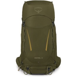 Zaino da trekking versatile Osprey Kestrel 48 verde muschio da uomo con sospensione AirScape e parapioggia
