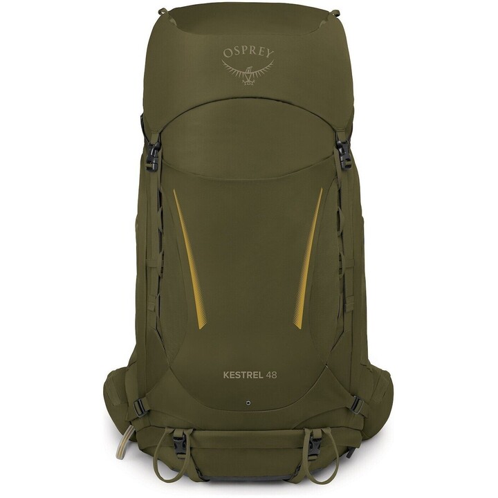 Mochila de trekking Osprey Kestrel 48 Moss Green para hombre, versátil, con suspensión AirScape y funda para la lluvia