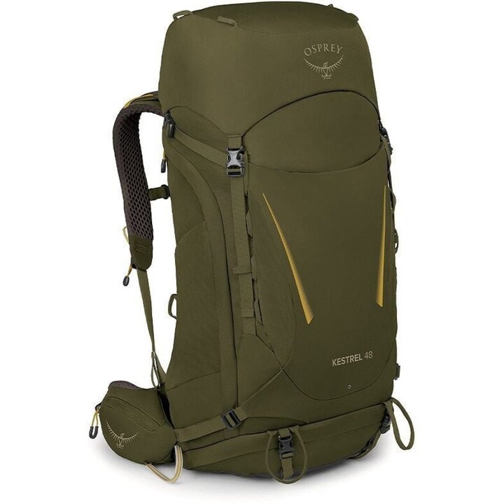 Mochila de trekking Osprey Kestrel 48 Moss Green para hombre, versátil, con suspensión AirScape y funda para la lluvia