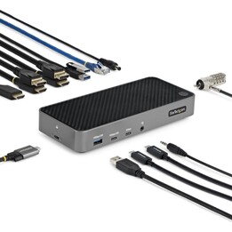 Estação de ancoragem StarTech.com Triple-4K USB-C com fornecimento de energia de 100 W e Gigabit Ethernet