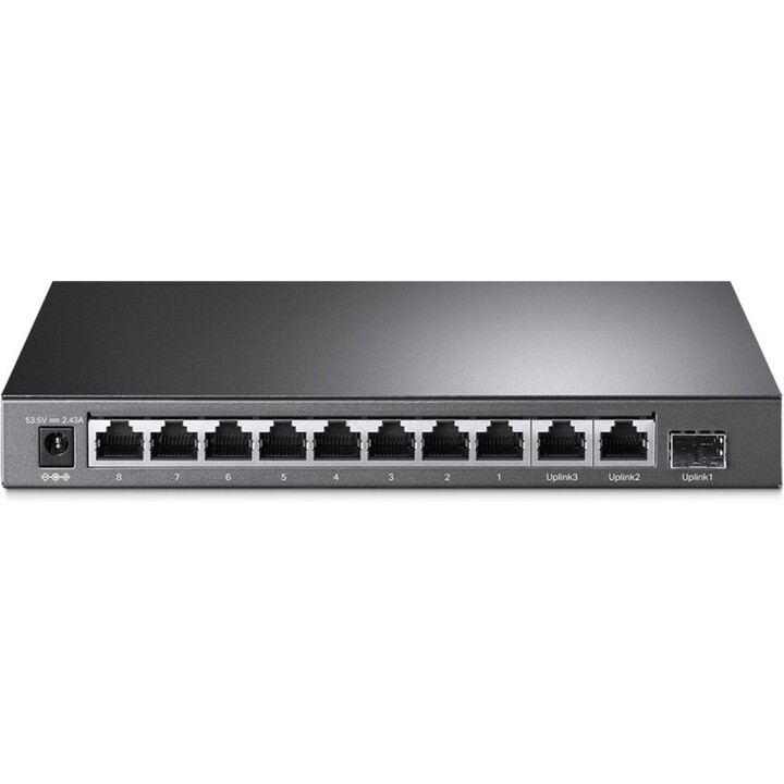 Conmutador PoE+ Fast Ethernet de 8 puertos de TP-Link con 3 puertos Gigabit y 124 W de presupuesto de energía