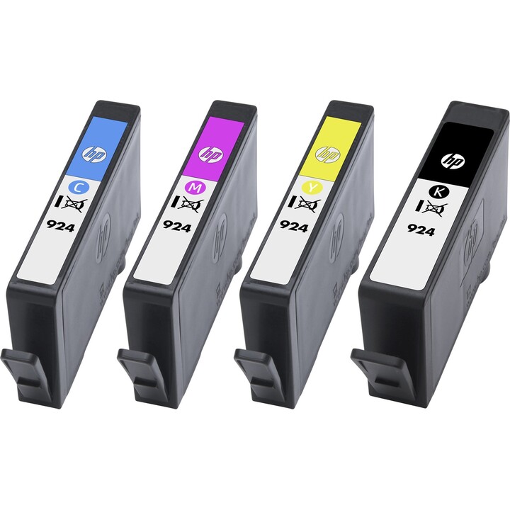 Paquete de 4 cartuchos de tinta original HP 924 CMYK para la impresión de documentos profesionales de gran volumen