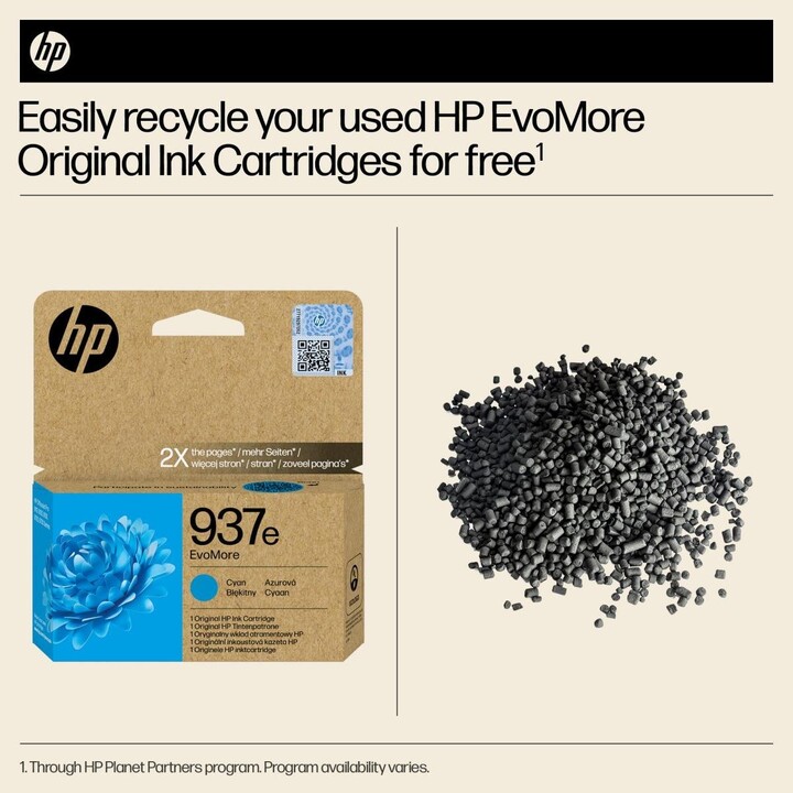 HP 937e EvoMore Ciano Cartuccia d'inchiostro originale ad alta capacità per una stampa professionale sostenibile