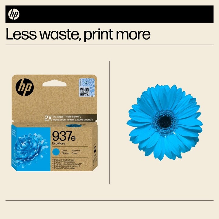 HP 937e EvoMore Ciano Cartuccia d'inchiostro originale ad alta capacità per una stampa professionale sostenibile